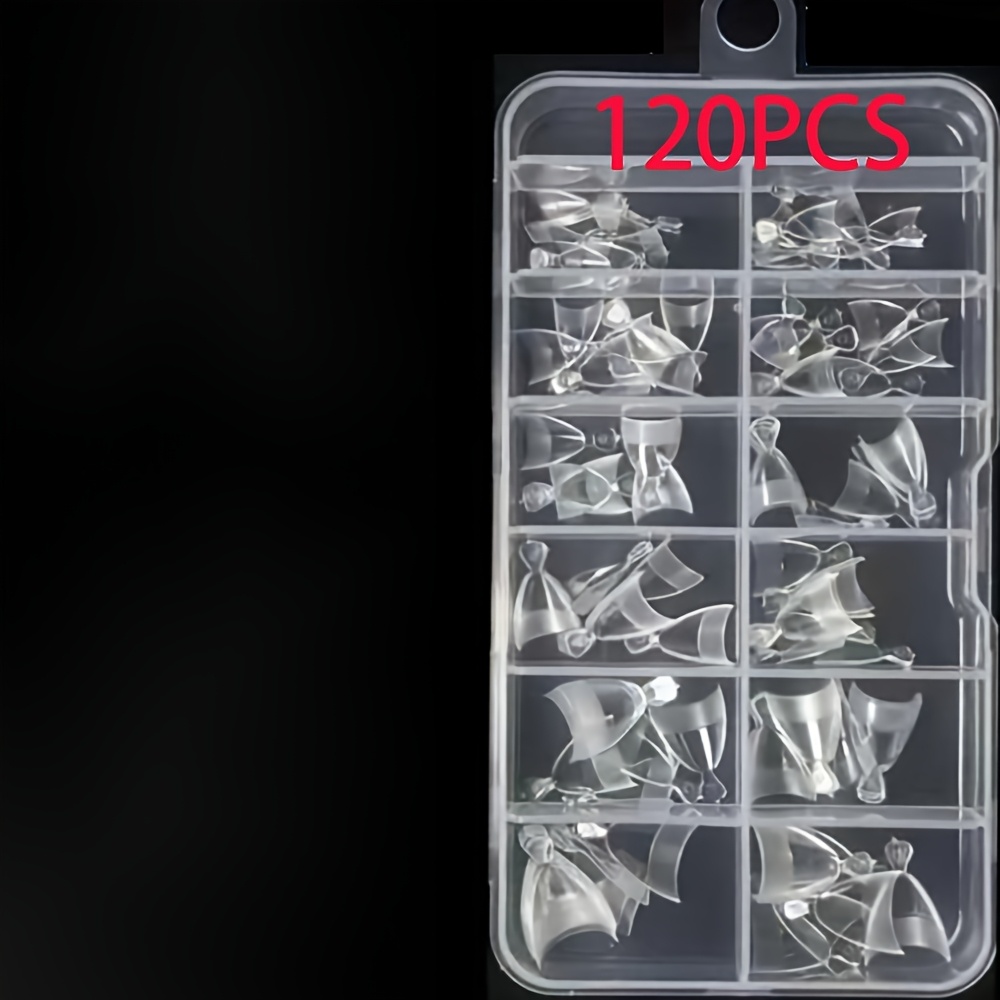 Image of Set Of 120 Short Almond-shaped Nail Tips, Half Cover, Shiny Finish, Sturdy And Fitting Press-on Nails - No Filing Needed.