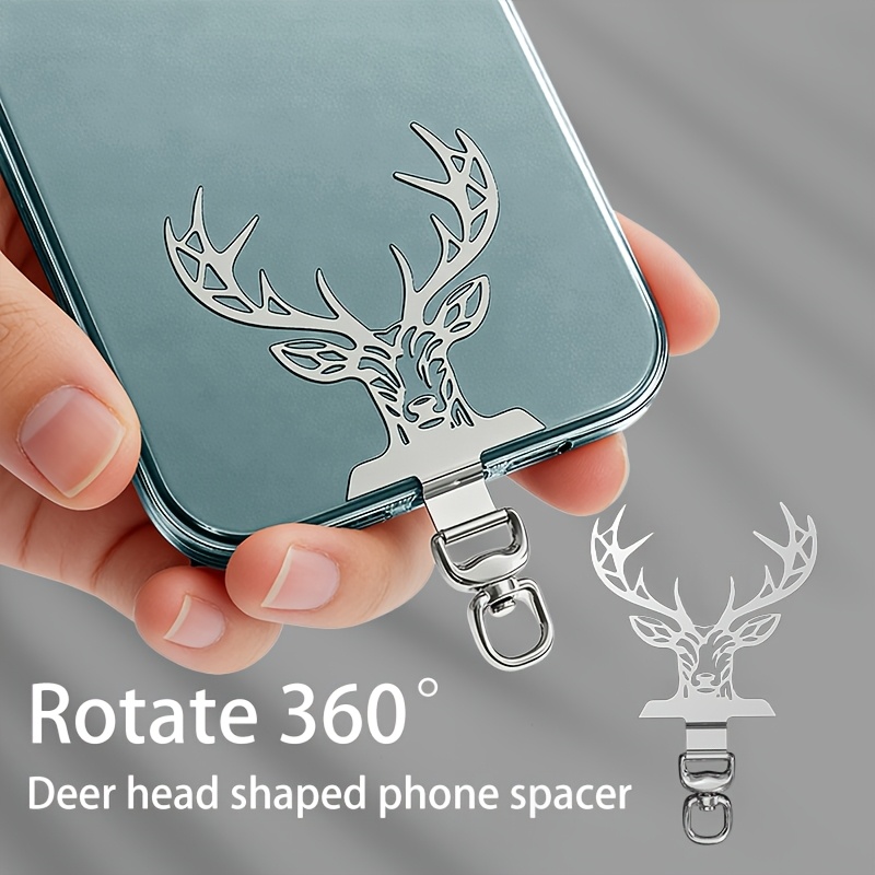 creative deer head 360 rotating stainless steel phone lanyard connector ultra thin metal clip   damage your   wrist strap pendant suitable for phone cases universal phone accessory spacer phone hanging tab phone lanyard link