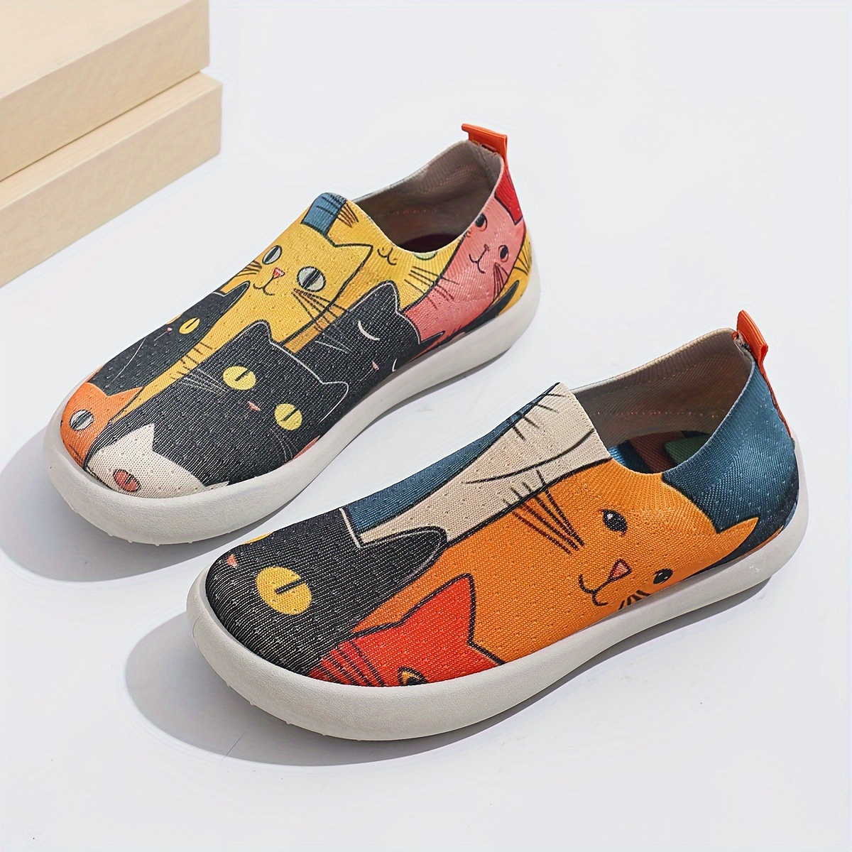 item picture womens flat travel casual shoes knitted lazy slip on espadrilles wide last widened painted   niche round toe flat shoes women shoes