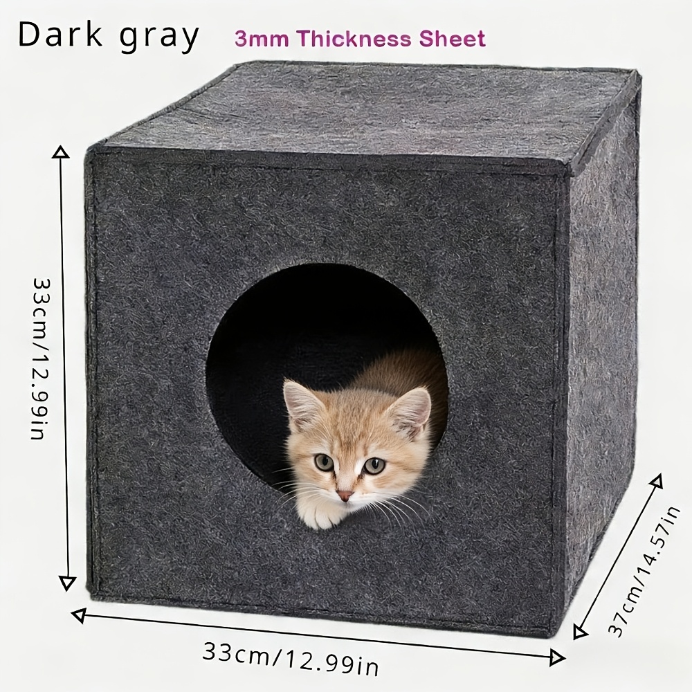 E-shop Quadratisches Filz-Katzenbett, 3 mm Dicke, Kollabiert Nicht, zum Schlafen Spielen, Faltbar Maschinenwaschbar, Halbgeschlossenes Filz-Katzenbett,
