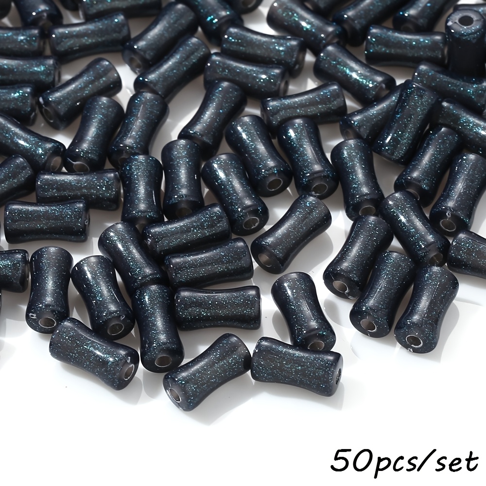 TEMU 50 piezas de cuentas acrílicas de 6x14 mm con de aleatoria, pequeñas, en tubo de bambú, cuentas separadoras sueltas para accesorios de