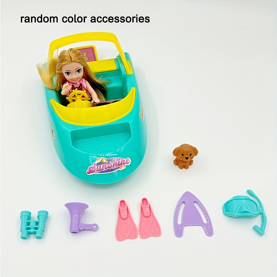 5 inch Doll Toy Set with Speedboat Accessories - Birthday Christmas Gift