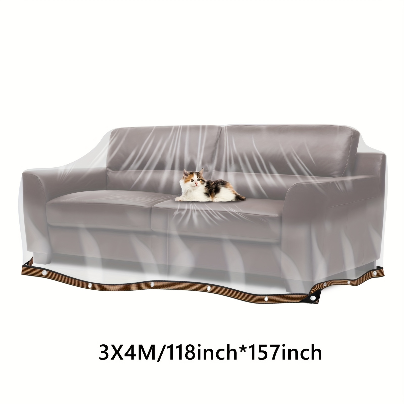 TEMU Housse de transparente imperméable et coupe-pluie, housse rectangulaire pour mobilier de patio, tissu en vinyle coupe-vent, convient aux auvents