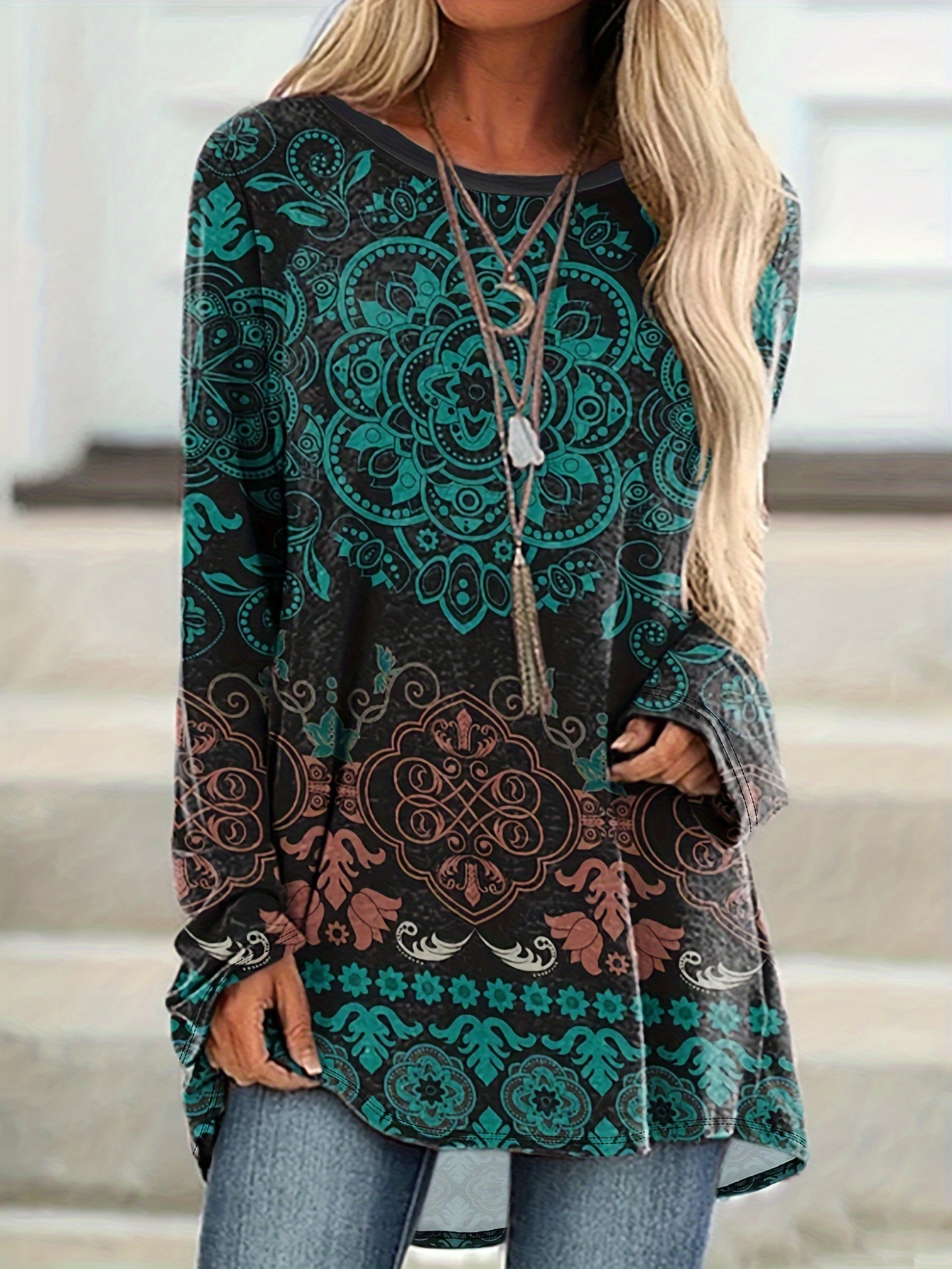 新品　T. japan print sleeve tunic T. japan print sleeve tunic