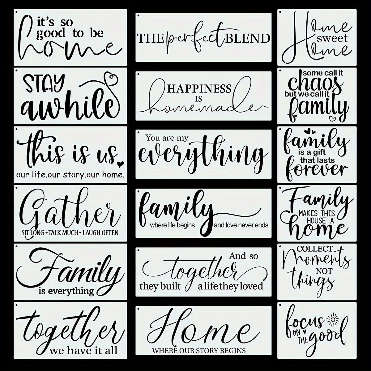 TEMU 18pcs Reusable Polyester Film Motivational Template Stencils Inspirational Word Stencil Kit Motivational Stencils On Wood Sign Furniture Painting Wall Decor
