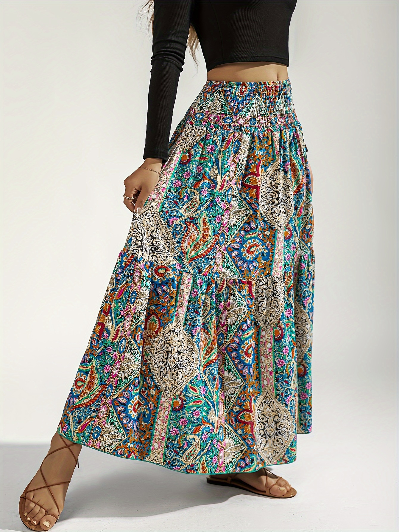 long ruffle skirt sold on Temu United States