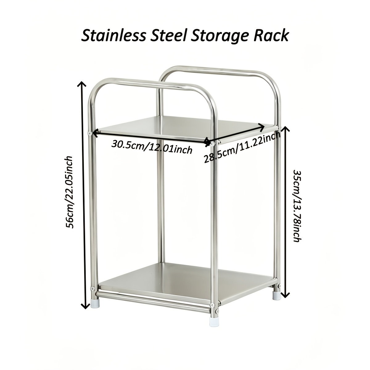 Image of 2-tier Modern Stainless Steel Bathroom Storage Rack, Practical Shelving Unit, Space- Design, No , Suitable For Bathroom, Kitchen, Office, Bedroom, A Must-have Home Item., Shelves