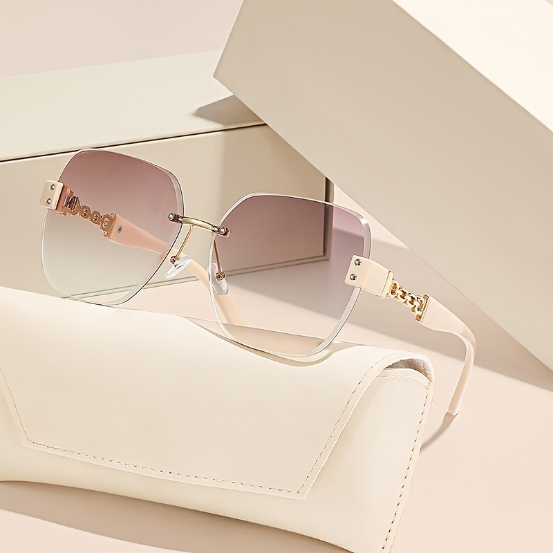 Easy Comfortable Fashion Men's Frameless Glasses, Square Frameless Chain Temples/street Style Shades Women' Pc Glasses All-match Easy