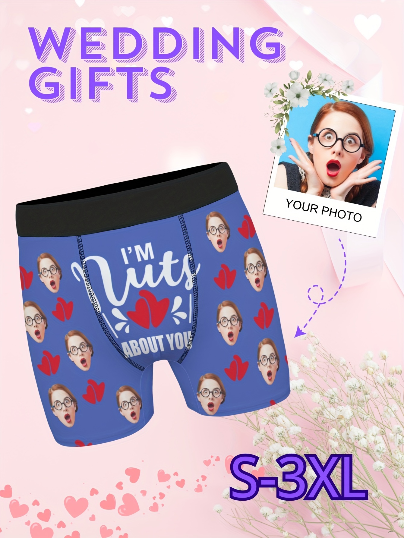 Custom Boxer With Couple Face, Personalized Boxer Briefs, Personalized Face Boxe