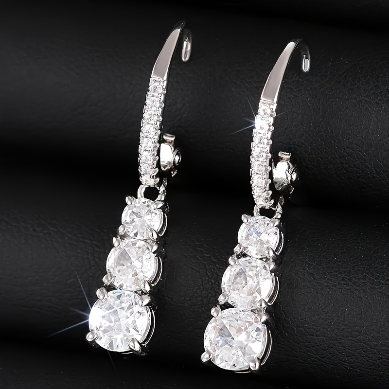 TEMU 1 Pair Women's Fashion Hoop Earrings Pendant Synthetic Zirconia Earrings Women's Wedding Easy Earrings Daily Casual Party Jewelry Earrings Easy
