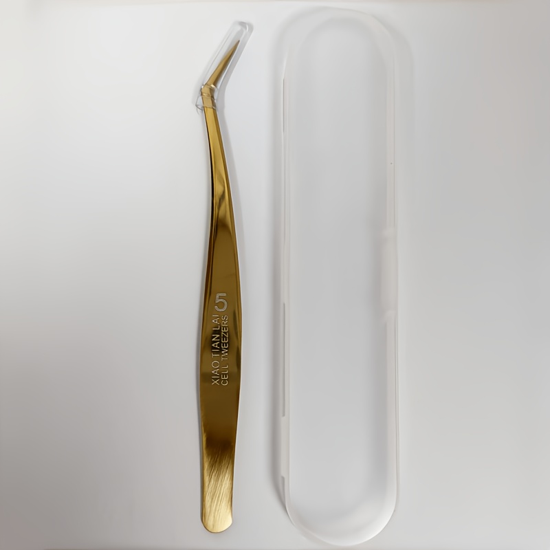 TEMU Pince à épiler dorée pour extensions de cils, recourbe-cils de haute , pince à épiler pour sourcils, convient pour les fournitures