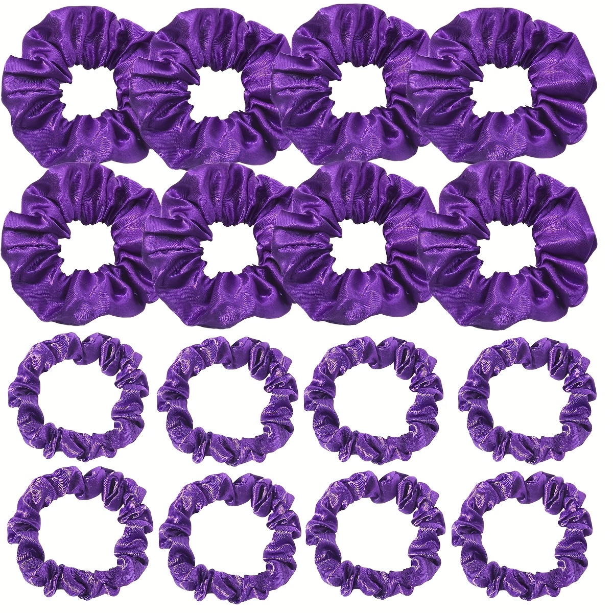 16pcs Purple Easy Elegant Satin Hair Ties Scrunchies Large Scrunchie Small Scrunchie Set