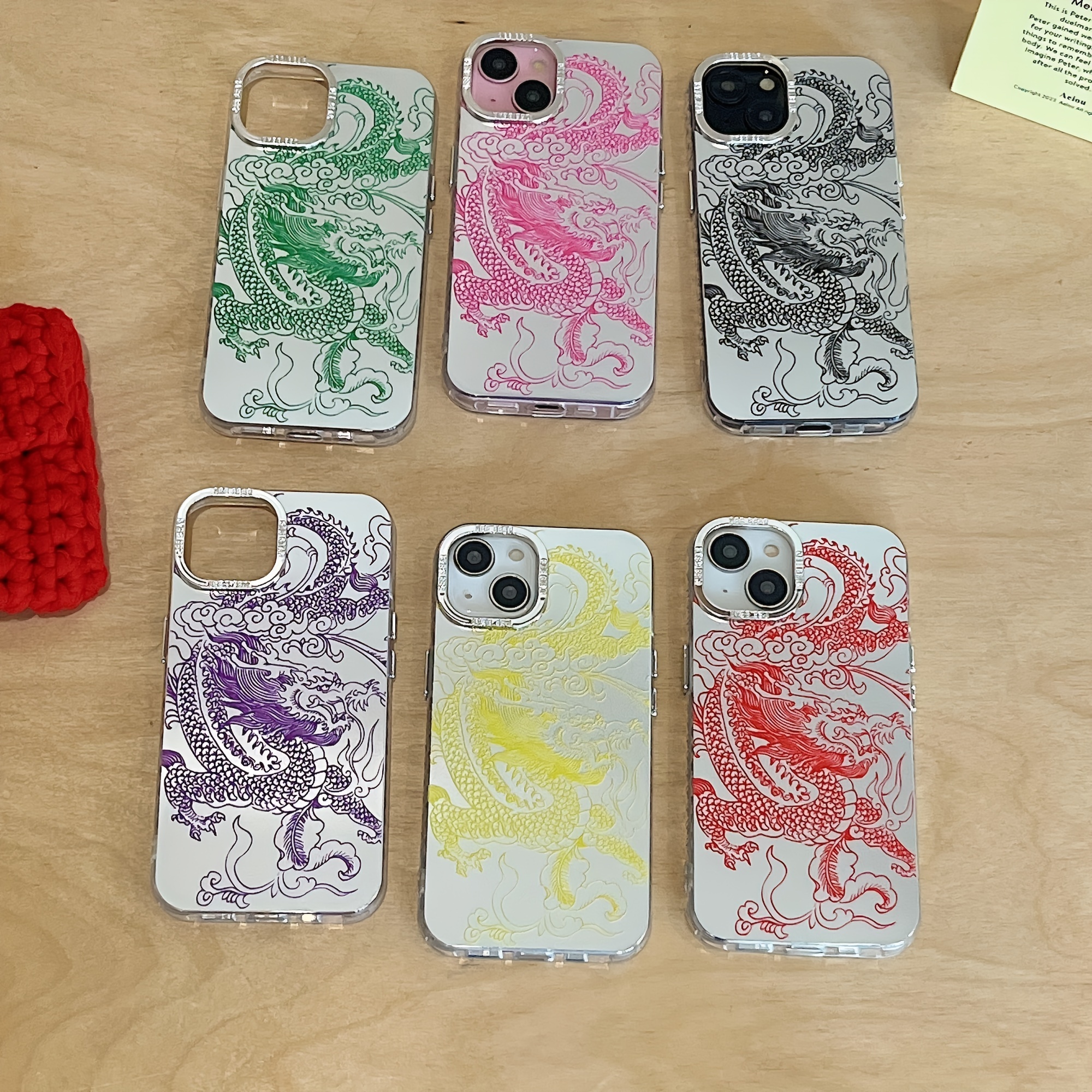 

Electroplated Dragon Graphic Protective Phone Case For Iphone 11/12/13/14/12 Pro Max/11 Pro/14 Pro/15