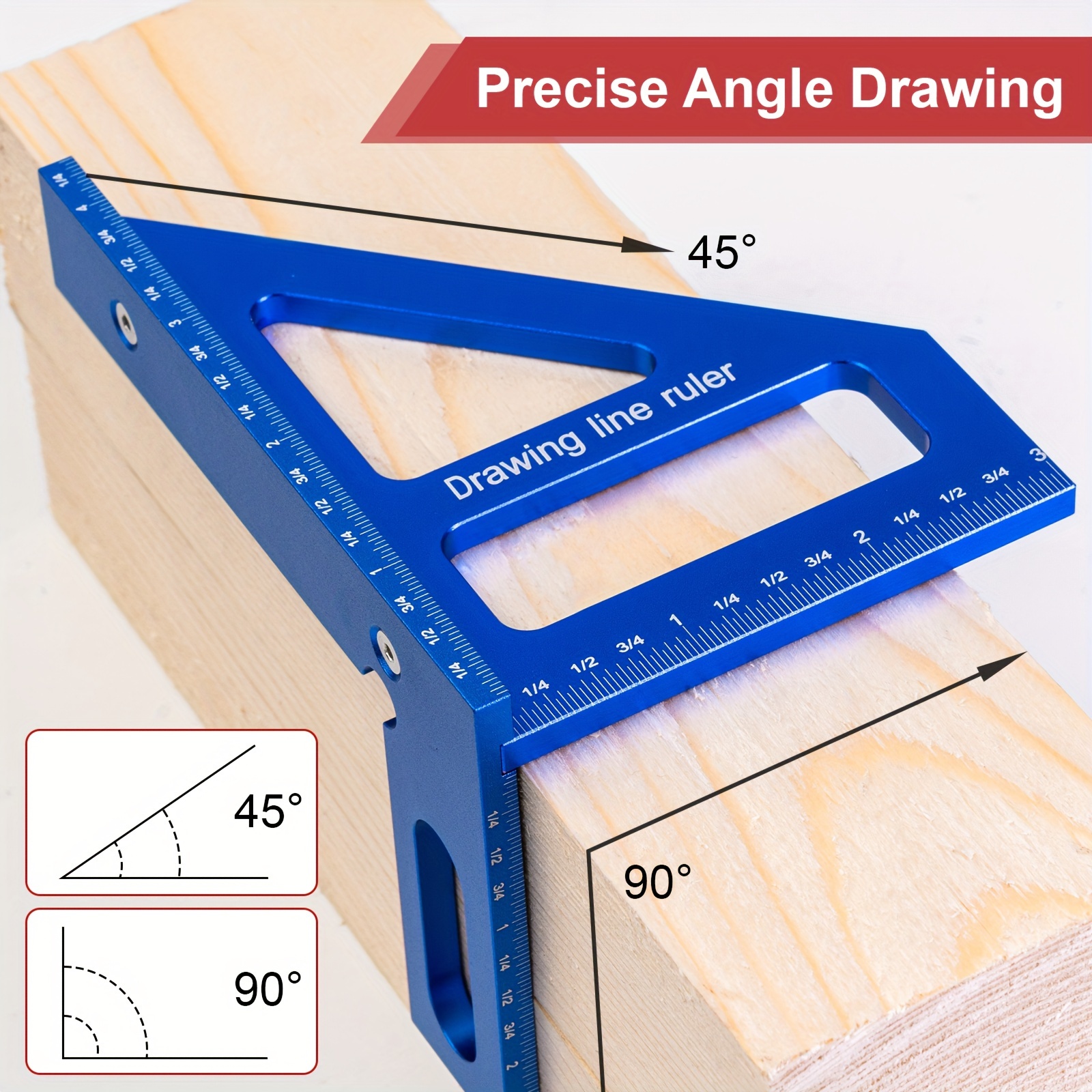 

1pc, 45°/90° Aluminum Alloy Miter , Woodworking Protractor, 3d Measuring