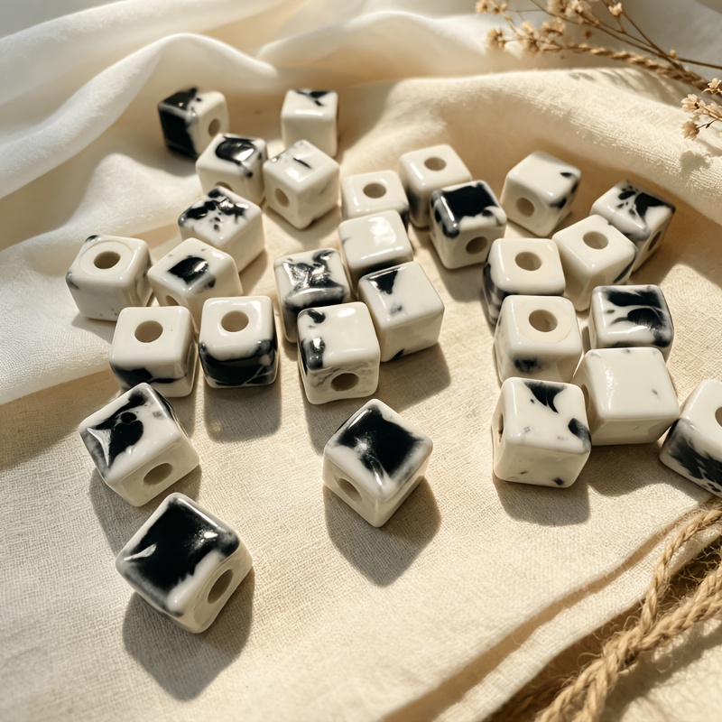 28pcs Pack Square Ceramic Beads for DIY Jewellery Making
