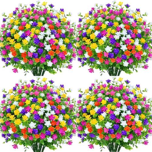 24 bunches of realistic outdoor artificial flowers uv resistant and fade free flowers suitable for gardens window boxes home decor weddings and farmhouse exterior hanging decorations
