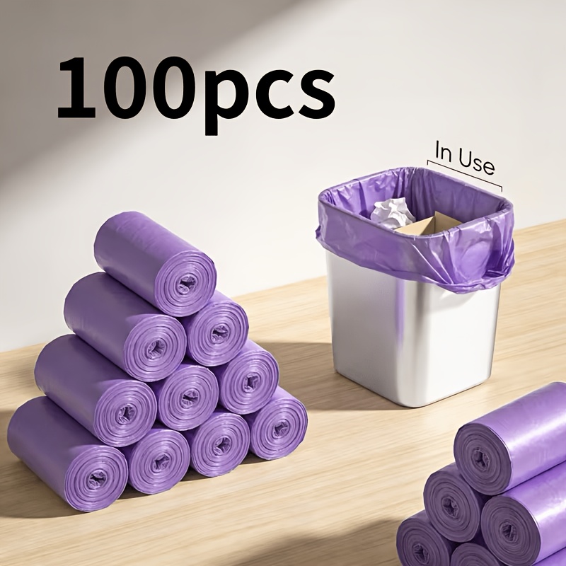 TEMU 100 Purple And Odor-proof Garbage Bags - Extra Large Thick Garbage Bags, Tear-resistant, Suitable For Home, Office, Kitchen, Bathroom, Outdoor,