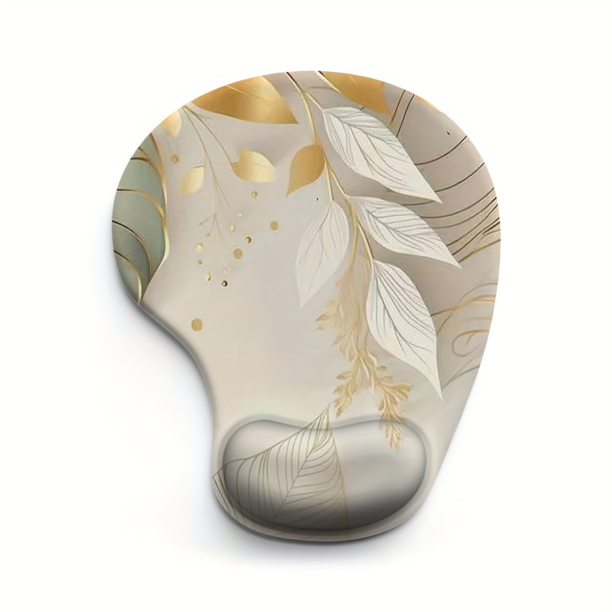 

Ergonomic Gel Mouse Pad With Wrist Support - Golden & Silvery Leaf Design, Non-slip Base, Comfortable Surface For Gaming And Office Use