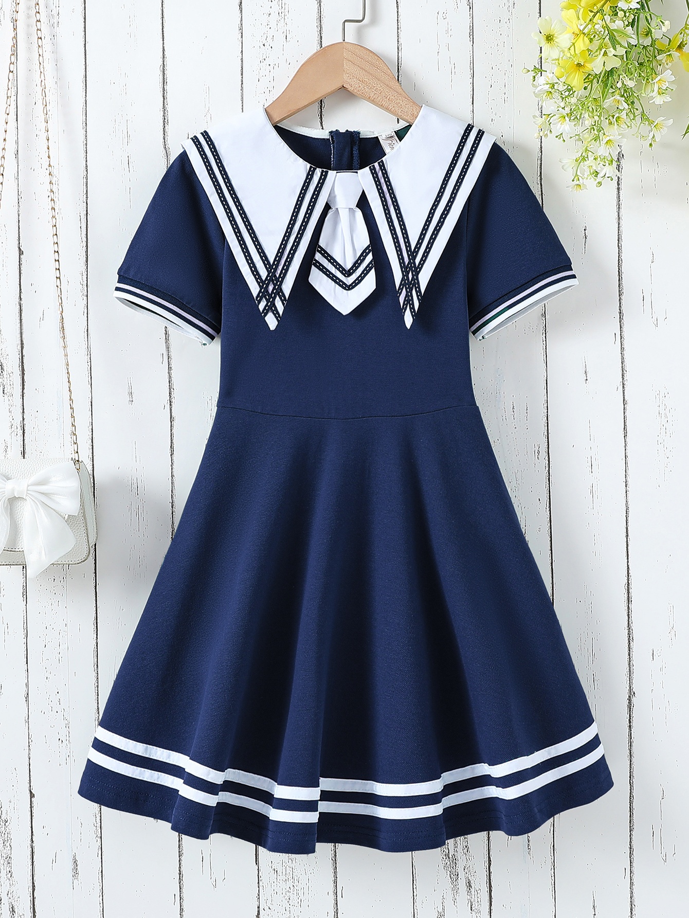 girls spring summer preppy style cute lapel small bow easy - Temu Pakistan