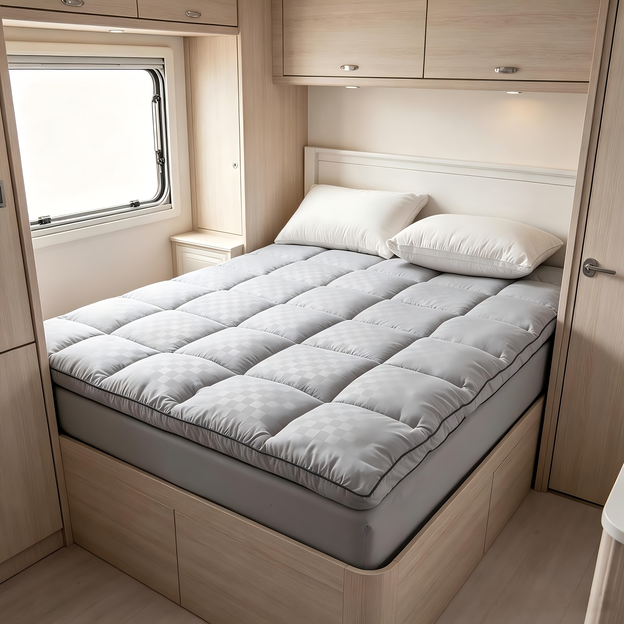 TEMU 1 Protège-Matelas , Literie de Camping-Car, Épais et , Bande Élastique à 360°, Housse de Matelas Antidérapante, Lavable en Machine, Convient à