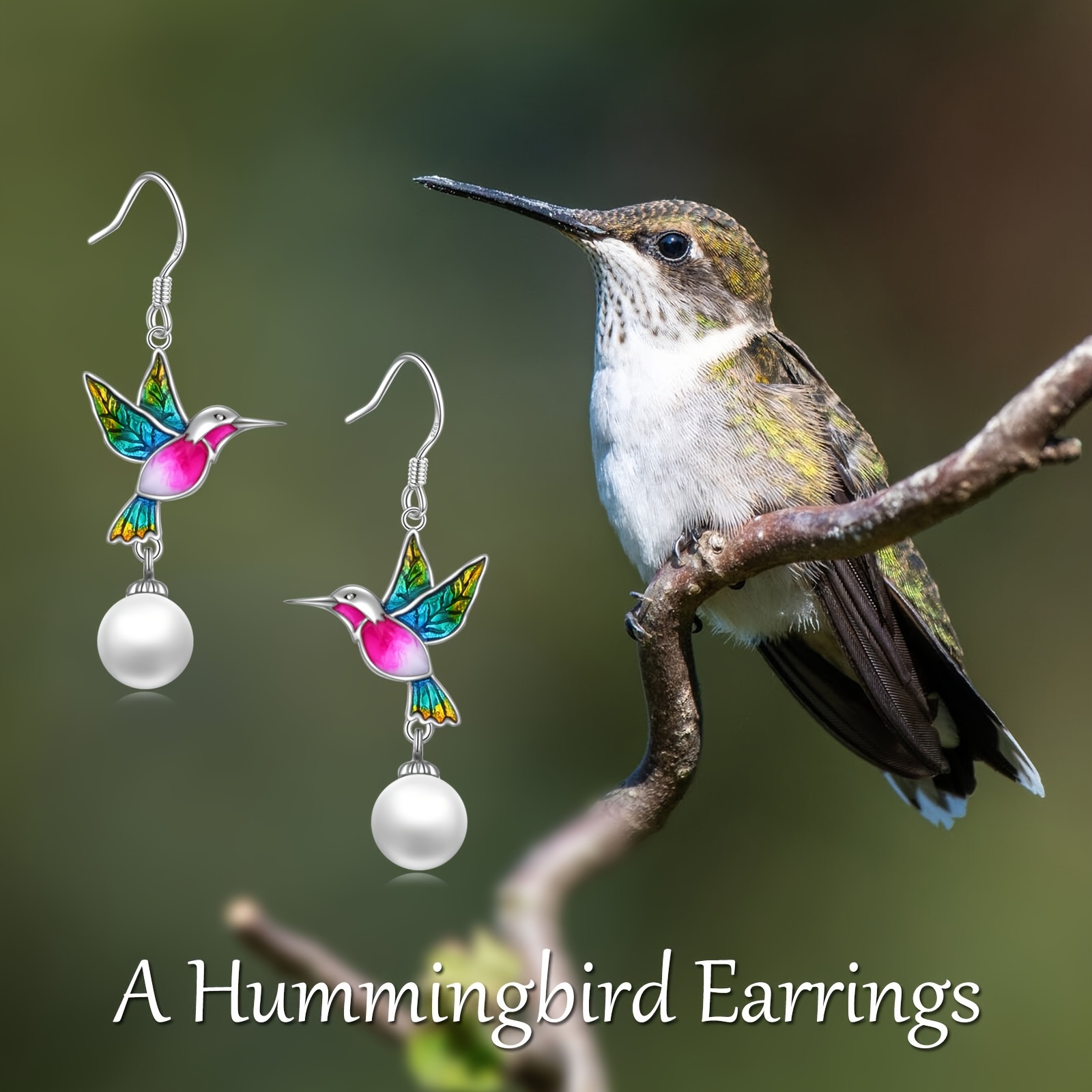 hummingbird earrings gifts for her women 925 sterling silvery hummingbird dangle earrings jewelry christmas gifts for women teen Product details 2