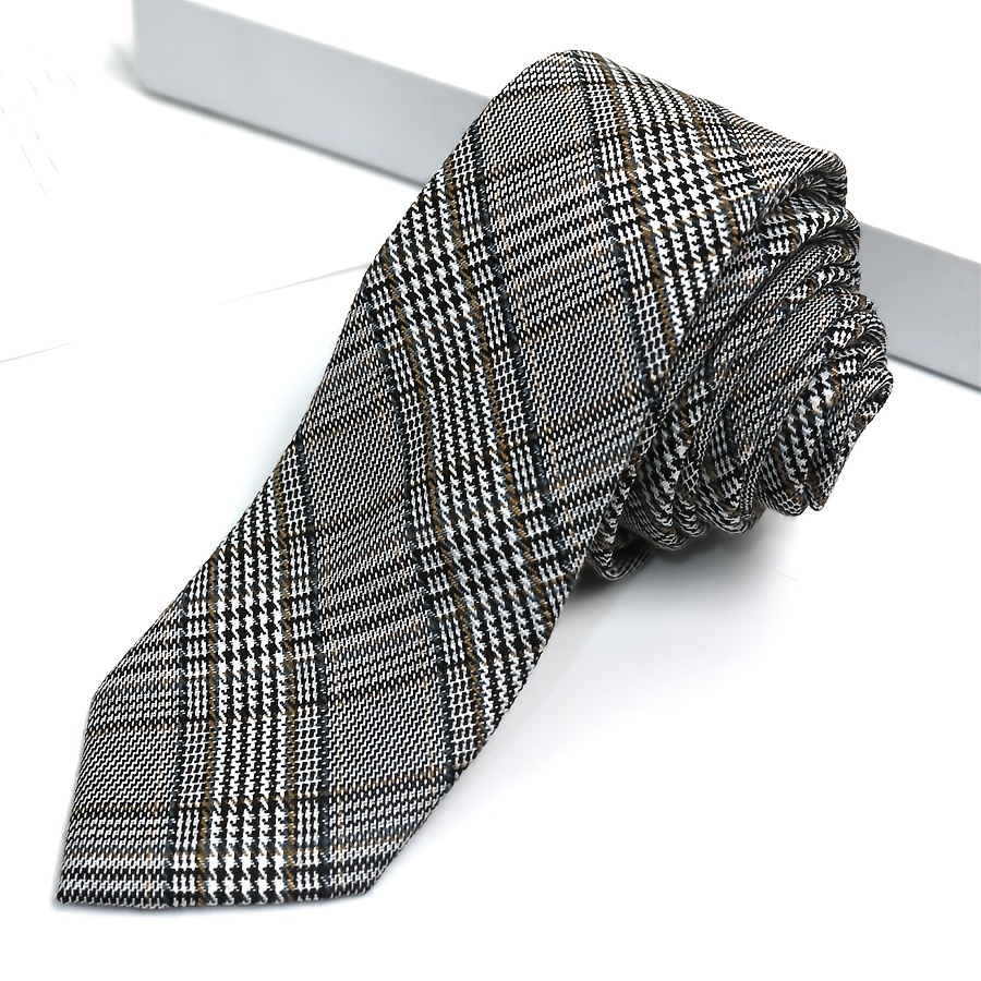 TEMU A Handmade British Check Tie For Men And Women, Casual Streetwear