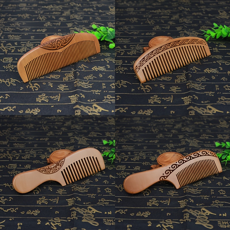 4pcs Walnut Handle Wooden Smoothing Comb Set