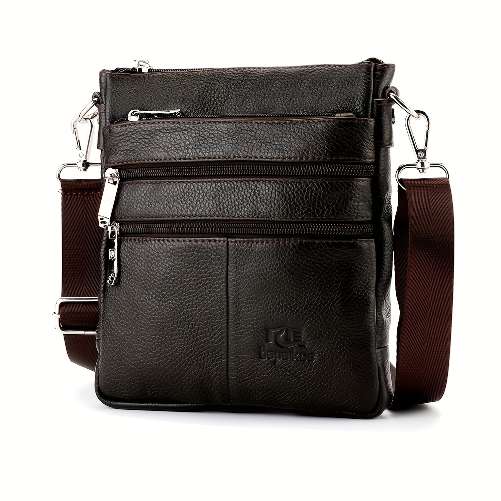 

Deabolar Men' Genuine Leather Crossbody Bag - Large Capacity, Multi- Shoulder Bag With Adjustable Strap, & Stylish For Use, ,