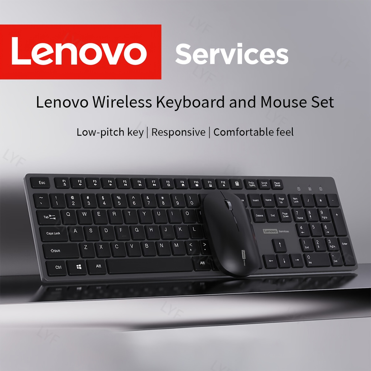Lenovo KN220 Wireless 2.4G Keyboard and Mouse Combo,  for Laptops, Office and Home Use