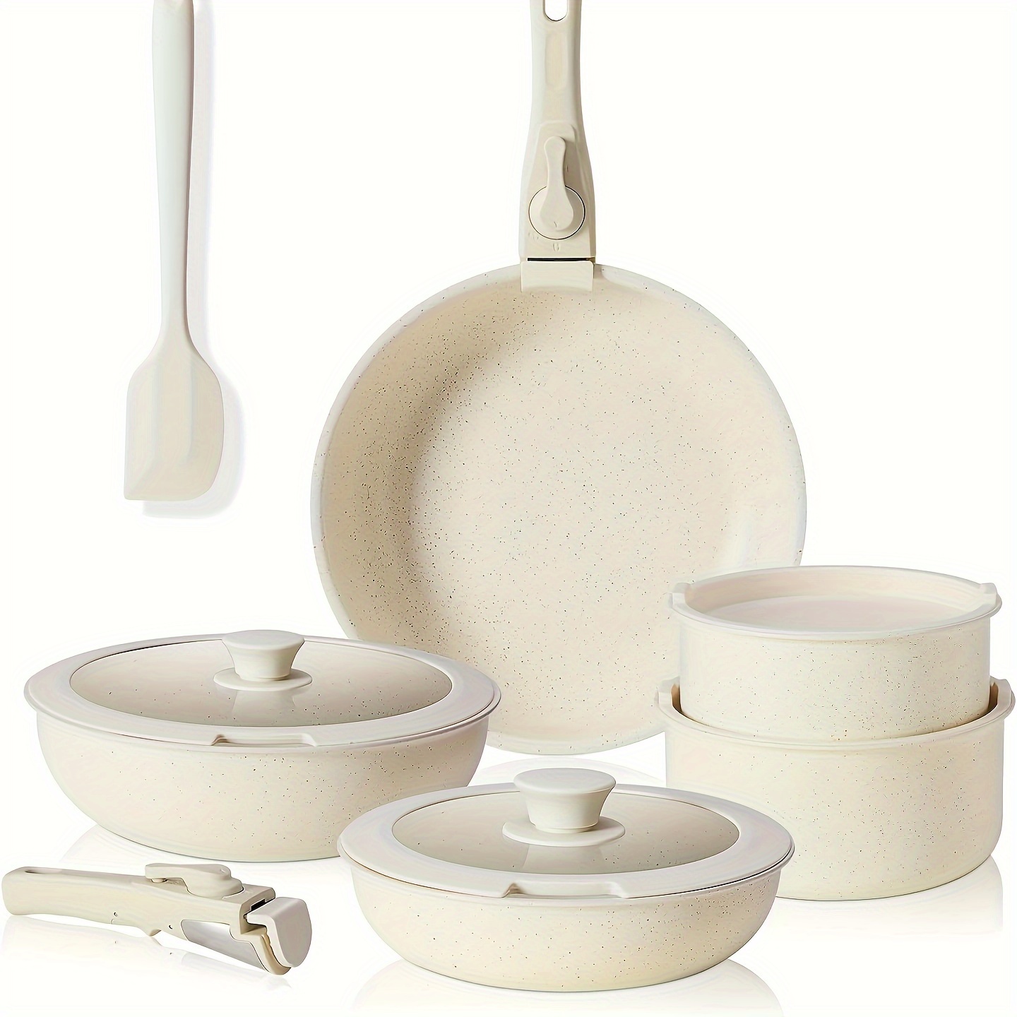 

12 Pcs Pots And Pans Set, Nonstick Kitchen Cookware Set With Detachable Handle, Induction Cookware, Dishwasher Oven Safe