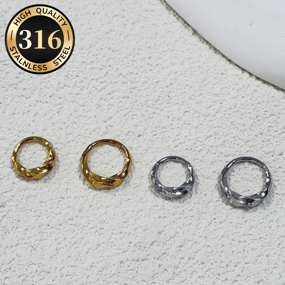 316 Stainless Steel Wave Twisted Spiral Hinge Clicker Nose Hoop