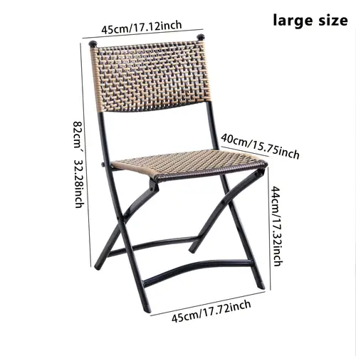 heavy duty folding chair 230lb capacity outdoor indoor lounge chair with uv coated space saving folding design compatible with patio poolside living room elegant brown wicker like foldable chair patio furniture woven texture style rustresistant construction