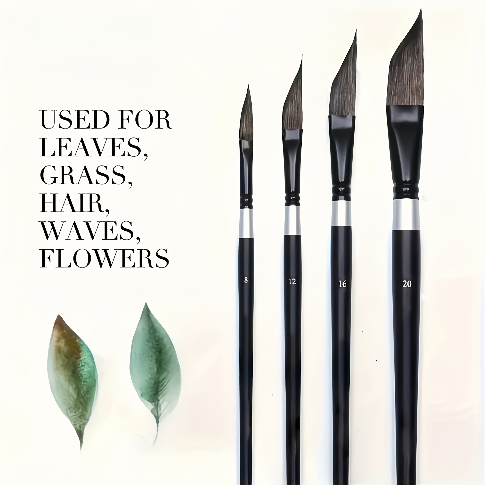   sq hair watercolor brush   rat tail handle with angled tip for wet on wet drybrush techniques professional portrait botanical calligraphy detail tools