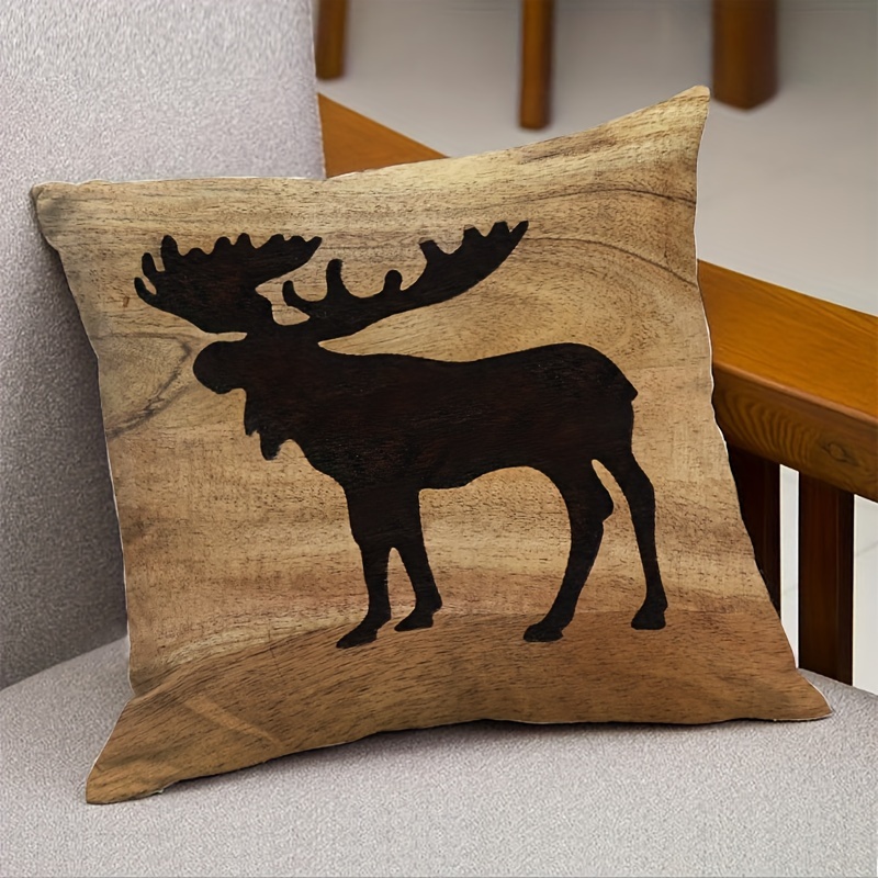 

Rustic Moose-themed Decorative Pillowcase 17.7x17.7" - Soft, Double-sided Design For Sofa, Bed, Home & Car Decor - Machine Washable, Zip Closure