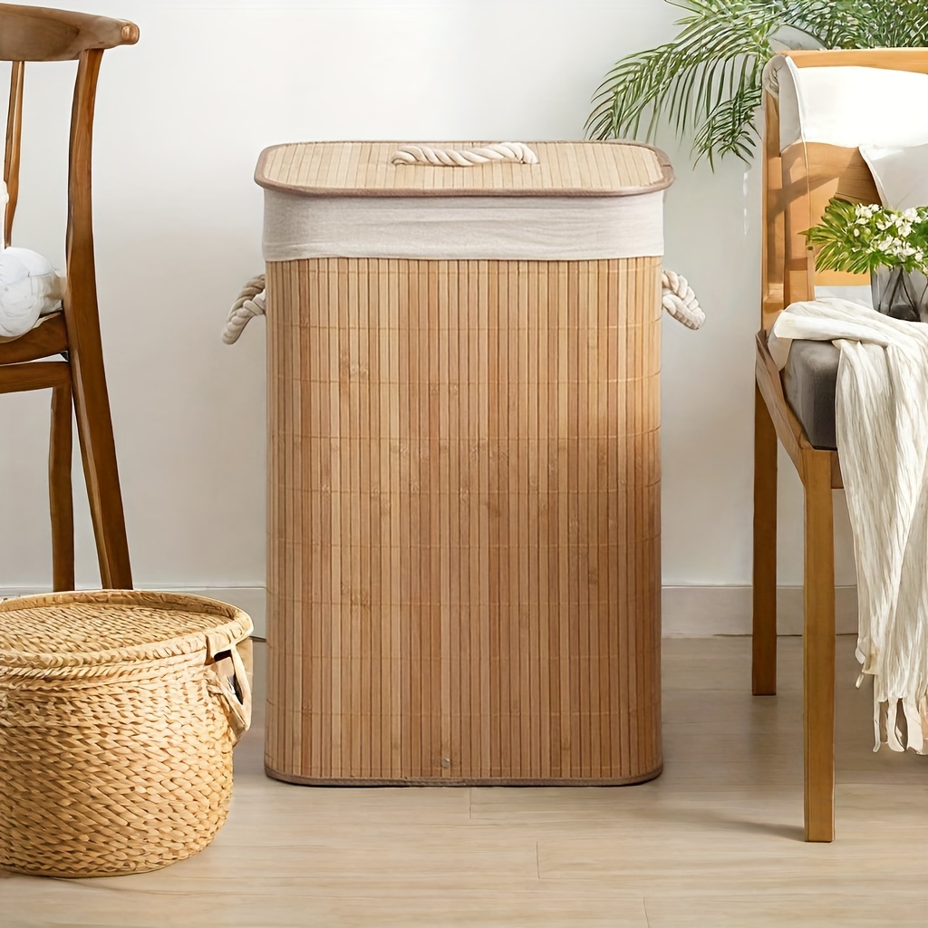 

Bamboo Woven Dirty , Household Dirty Clothes Storage Basket, Dirty , Foldable Shelf Storage Frame, Rattan Laundry Basket