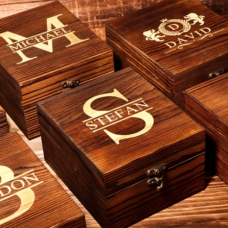 Personalized Whiskey Glasses Set with Wooden Box