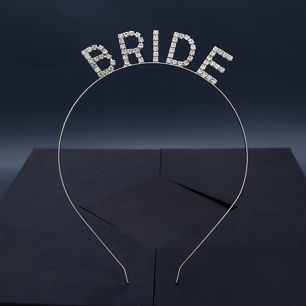 Image of 1pc Bridal Accessory, Simple And Versatile Light Luxury Rhinestone Letter Headband For Wedding Banquet, Female Guest, Bridesmaid, And Makeup Styling Hair Accessory