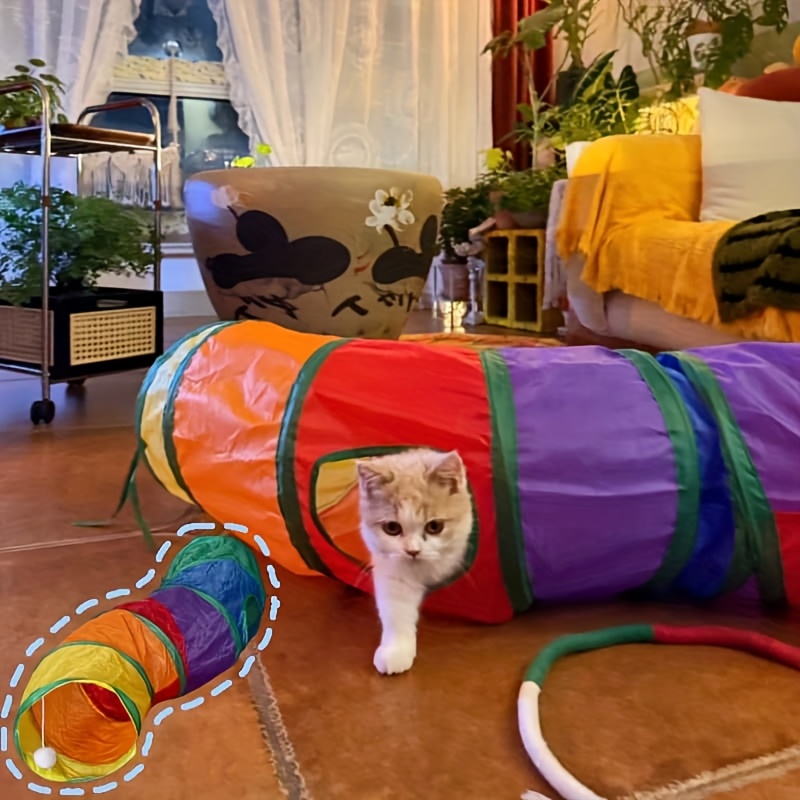 interactive cat play with multiple compartments hanging toys durable polyester hide and seek toy for indoor cats stimulates natural hunting cat playtime   sturdy construction Product details 4