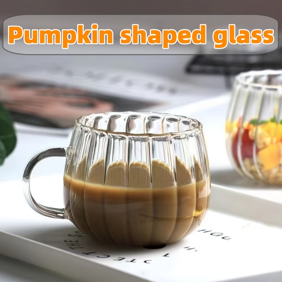 

autumn Vibes" 1pc Pumpkin-shaped Glass Mug With Handle - Perfect For Coffee, Milk, Tea & More - Ideal Halloween Gift