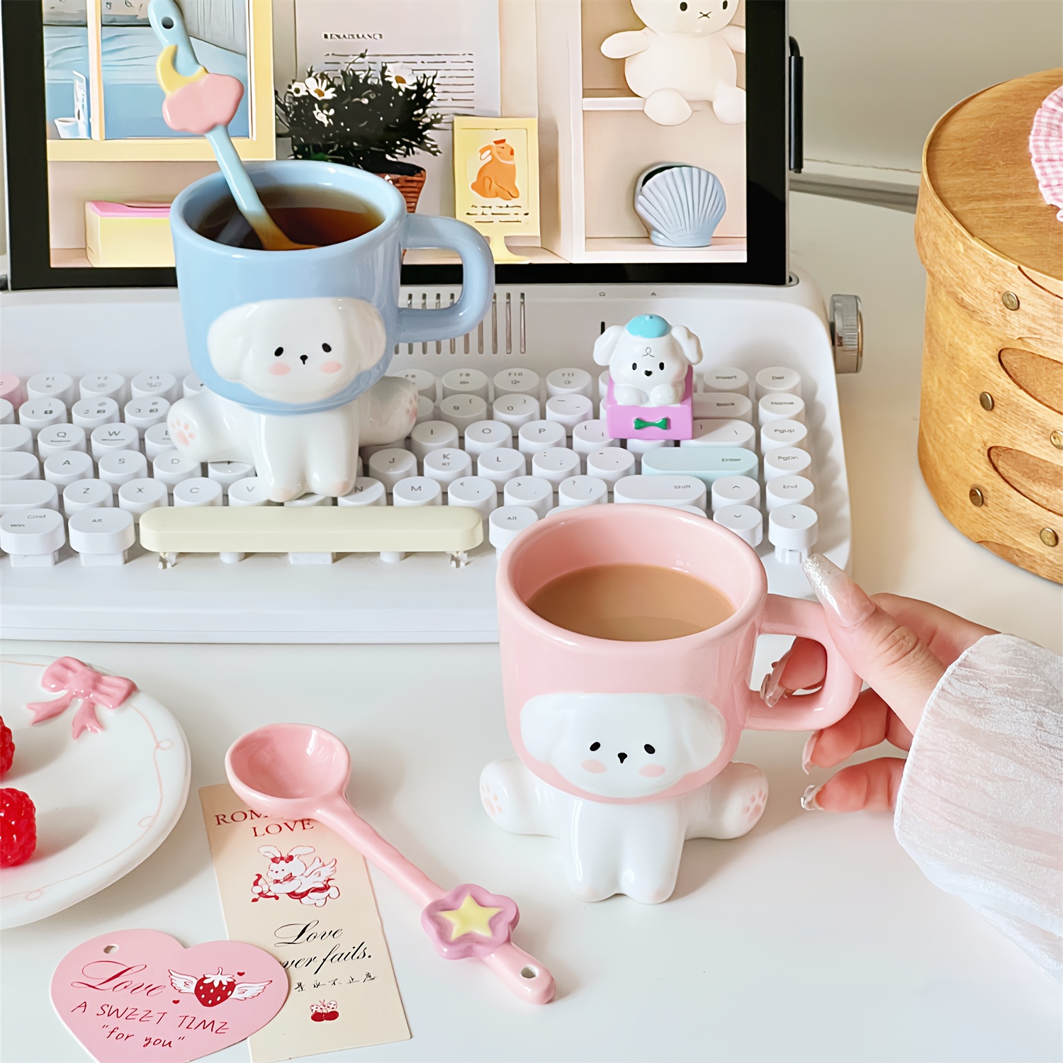 1 2pcs cute 3d dog couple mug a niche creative - Temu Bahrain
