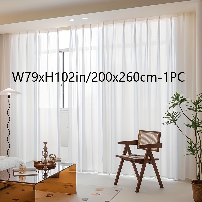 TEMU 1pc Extra Large Size Width Easy Modern White Dyeing Sheer Tulle Curtain For Living Room Bedroom Door Window Multifunctional Hook Curtain Bedroom