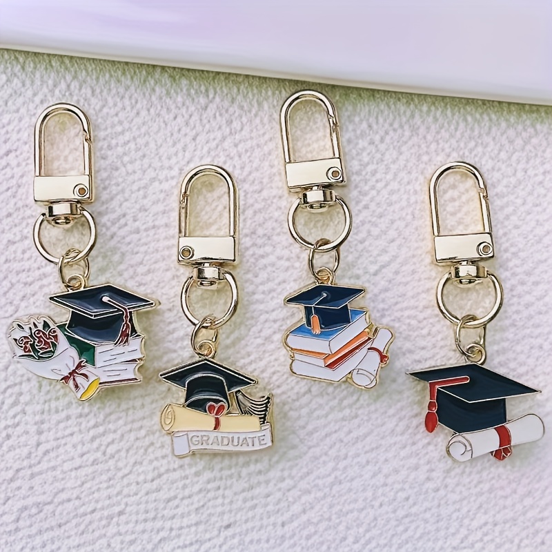 TEMU 4pcs Set Doctoral Cap Keychain, Graduation Season Exam Gift For Students, Versatile Backpack Pendant Key Ring For Men And Women