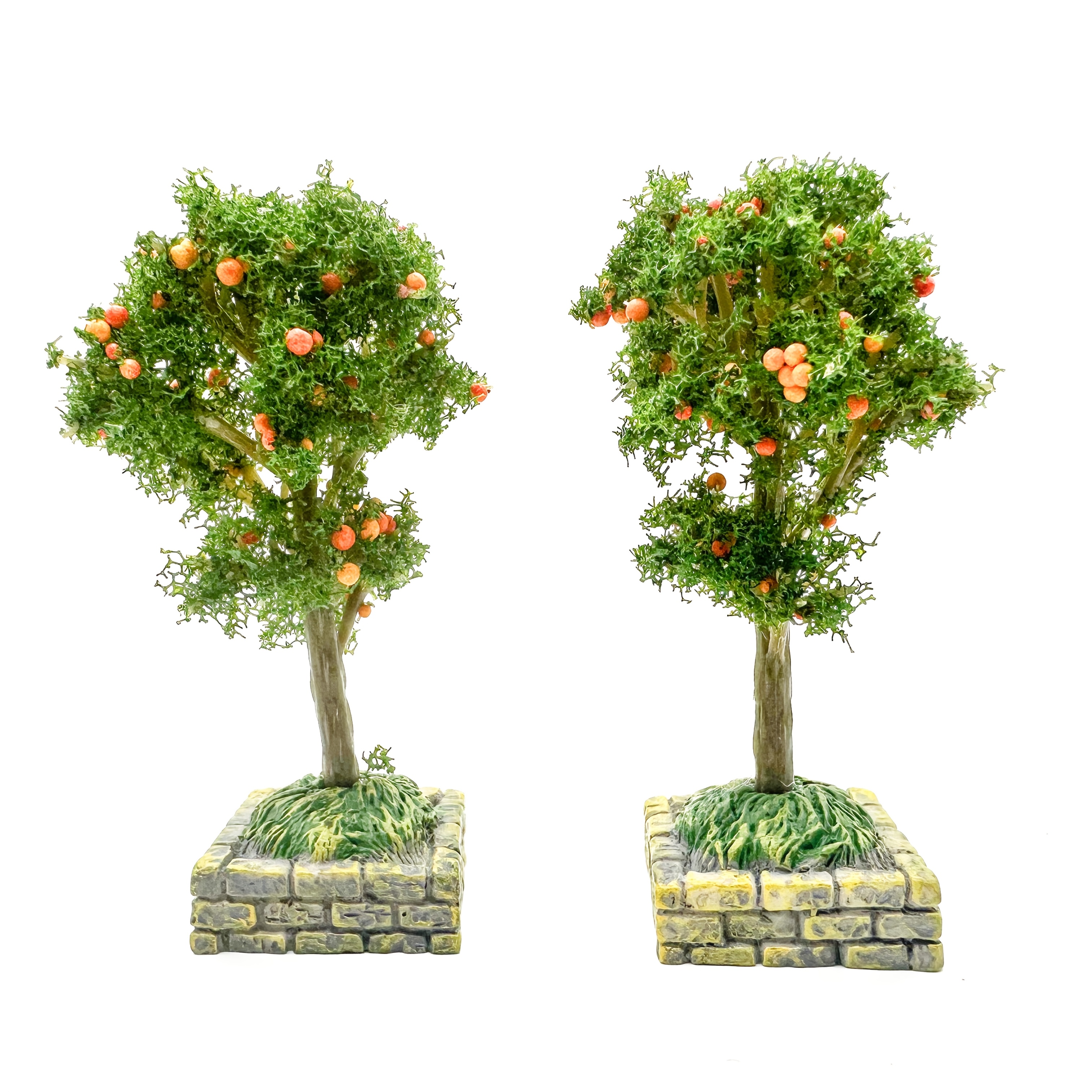 2pcs Mini Courtyard Simulation Flower Tree Landscaping Ornaments, Micro Landscape Sand Table Model Shooting Props Landscape Tree Desktop Ornaments, Car Center Console Ornaments