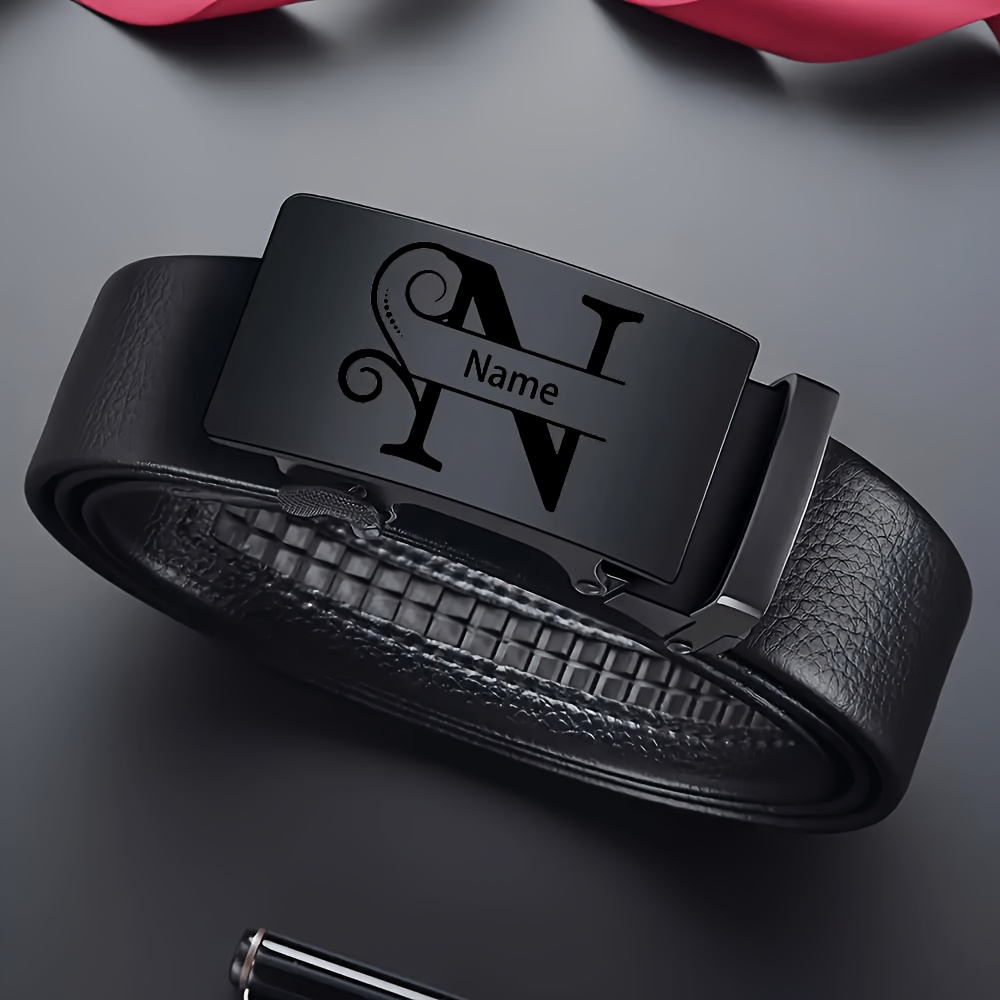 TEMU Engraved Belts With Personalized Text, -yourself Custom Engraving For Belts, Tailored Valentine's Day Present For Your Boyfriend, Gift Idea For