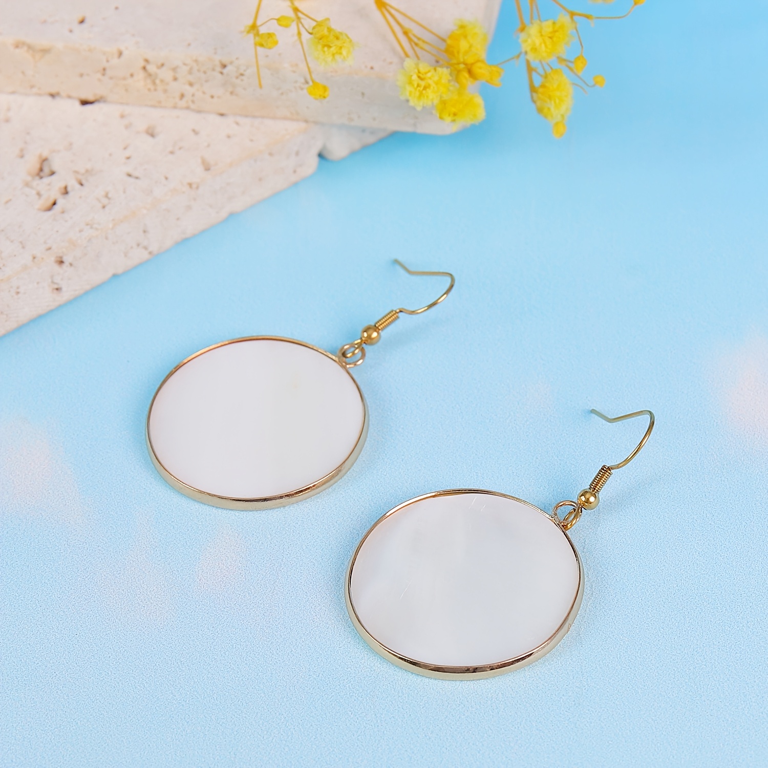 Women's Round White Stone Earrings for Parties and Everyday Wear