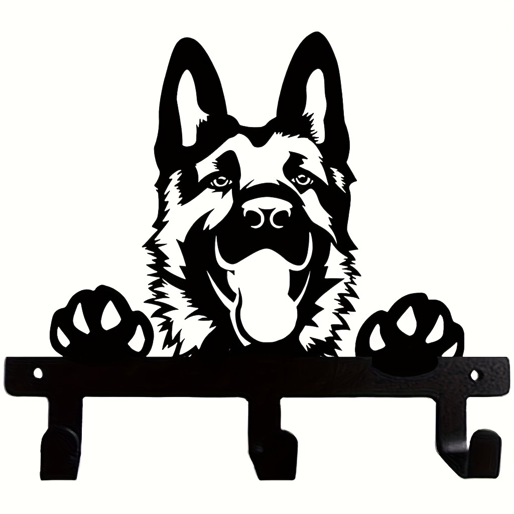 

1pc Wall Mounted German Shepherd Shaped Decor Coated Metal Wall Leash Key Hook Rack With 3 Hooks For Kitchen Bathroom Bedroom Garage (19.8cm*20cm/7.8in*8in)