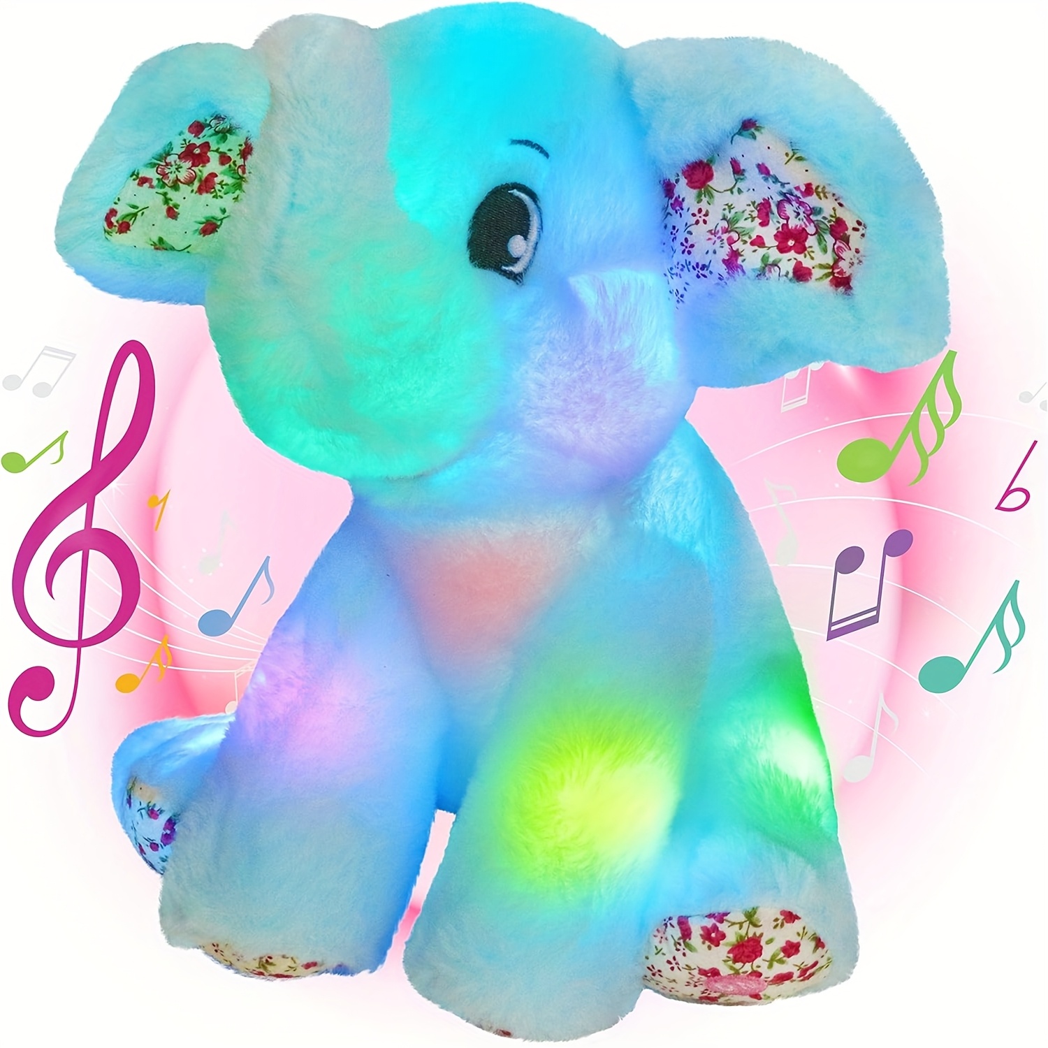 TEMU Musical Glowing Plush Toy, Soft Floppy Led Stuffed Animals Nightlight Companion For Kids, Birthday Gift For Toddlers, Adorable Playing Doll