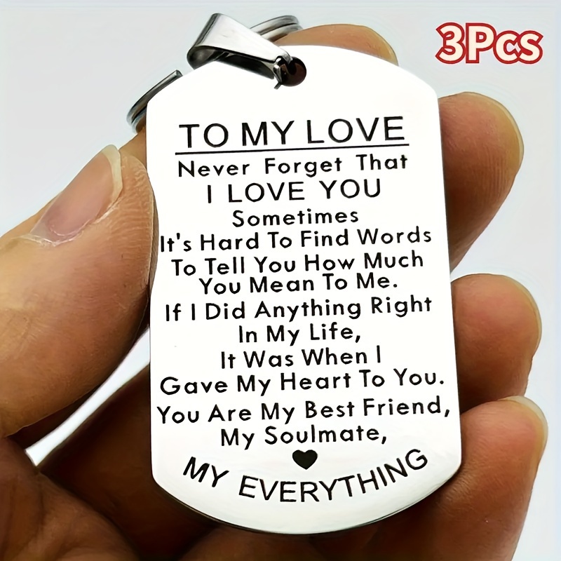 

3pcs Steel "to My " Keychains - , , Engraved Information, For Husband, , , Girlfriend, , 's Day,