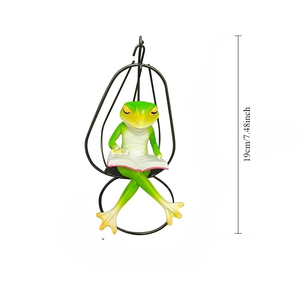 E-shop Niedlicher Retro-Harz-, der ein Buch liest, Ornament – Schaukel-Dekor geeignet für Balkon, Garten, Terrasse, Rasen & Schreibtisch –