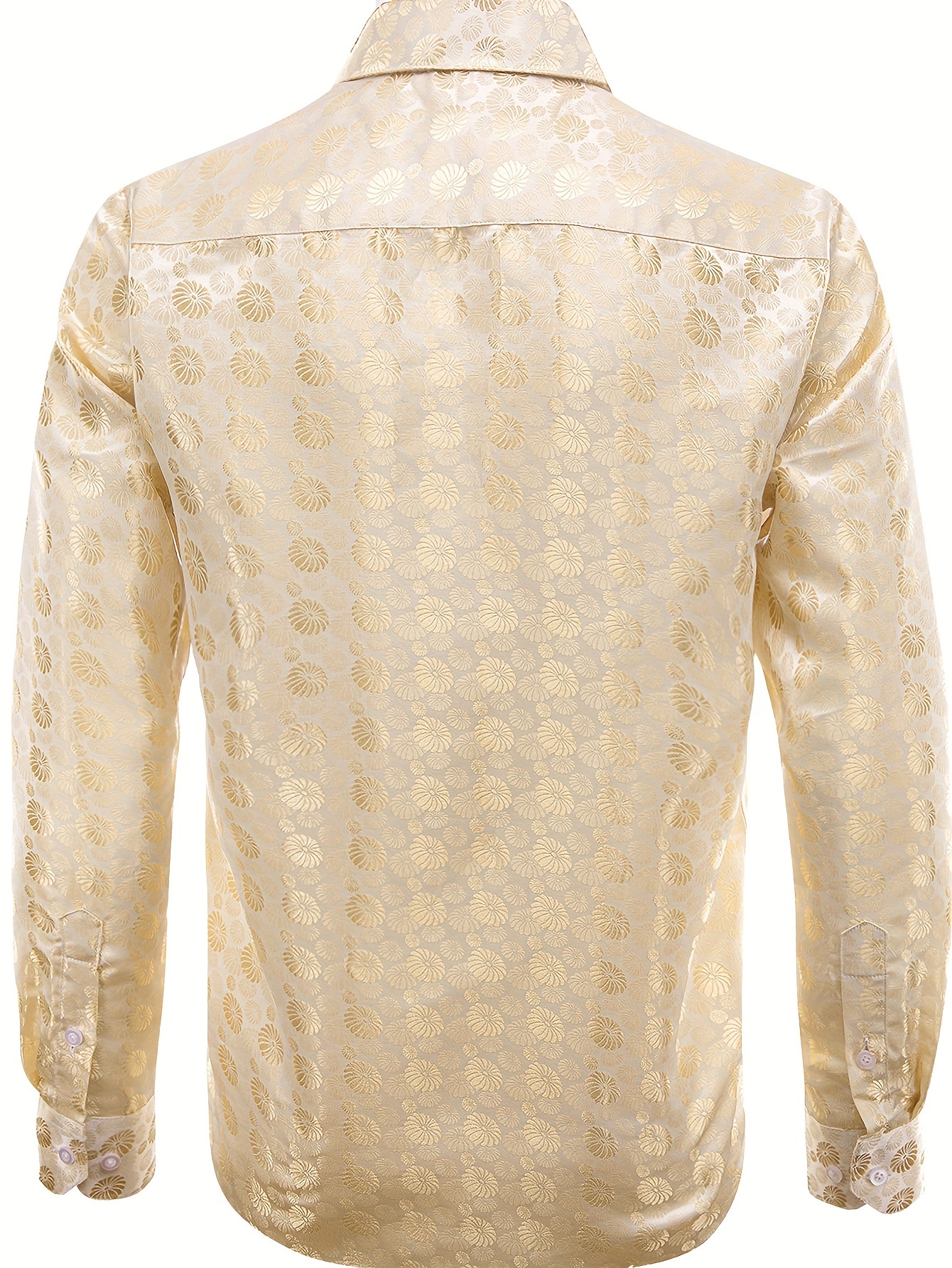 Camisa formal elegante para hombre - Color beige * larga, cuello mandarín,  botones * no elástico para negocios * fiestas, banquetes -, image size:800x1066